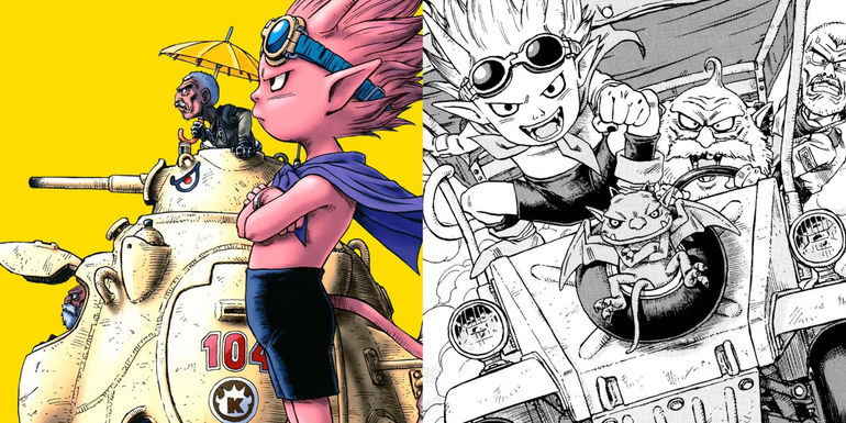 Manga artwork of Sand Land main characters, Beelzebub, Rao and Thief - What is Sand Land?