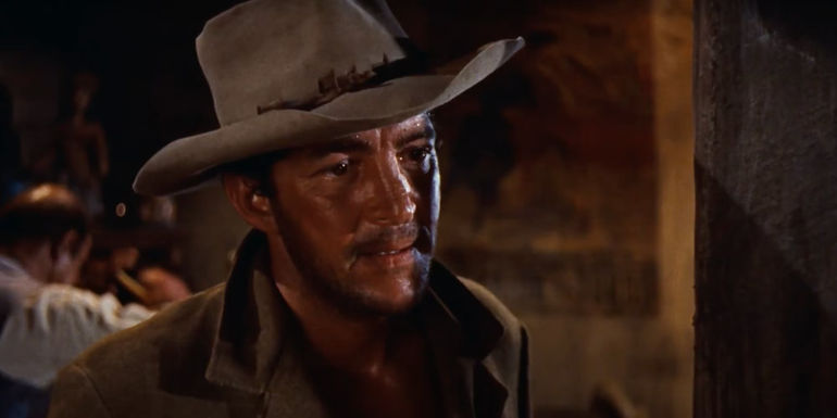 Dean Martin as Dude in the opening scene of Rio Bravo (1959)