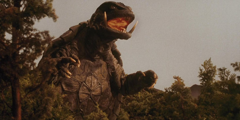 Gamera roaring in Gamera Guardian of the Universe - Directed by Shusuke Kaneko - Gamera: Guardian of the Universe (1995)