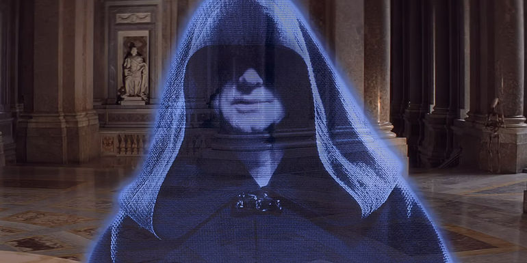 Darth Sidious speaks to the Trade Federation on Naboo in Star Wars - Palpatine Carefully Orchestrated Everything