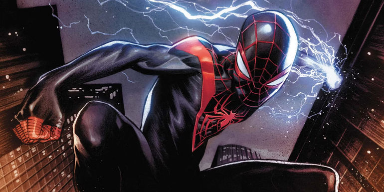 Miles Morales in his black-and-red costume summoning lightning in the comics - Richtman also previously revealed Sony wanted Tobey Maguire and Andrew Garfield back for Spider-Man 4