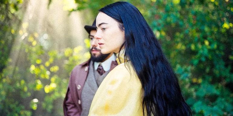 Emma Stone as Bella Baxter in Poor Things side shot