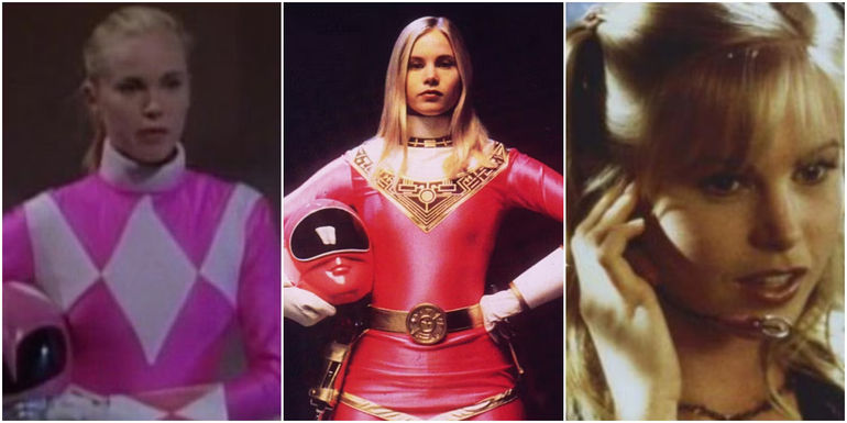 Split image of Kat as the Pink Ranger in MMPR, Zeo, and Turbo - Katherine Hillard from MMPR/Zeo/Turbo