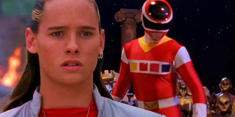 Custom image of Andros in civilian form and as the In Space Red Ranger - Andros from Power Rangers In Space
