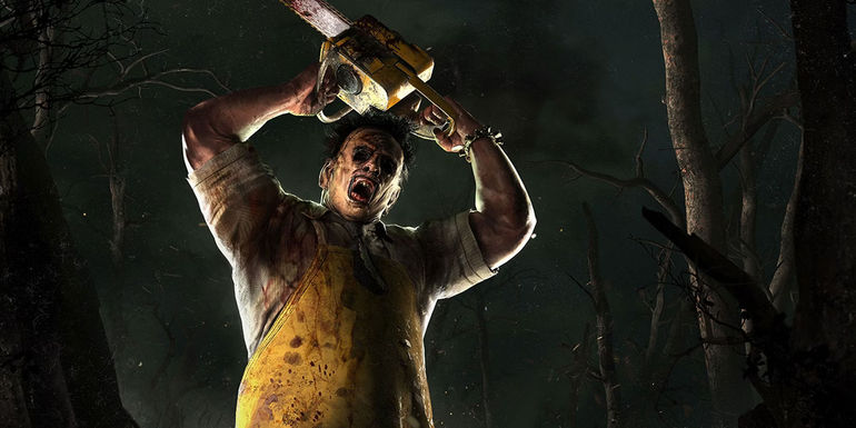 Dead by Daylight Leatherface holding a chainsaw. 