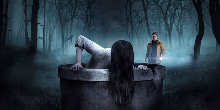 An Onyro coming out of a well from Dead by Daylight. 