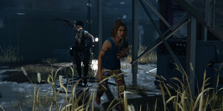 Renato Lyra runs from the Skull Merchant in Dead By Daylight