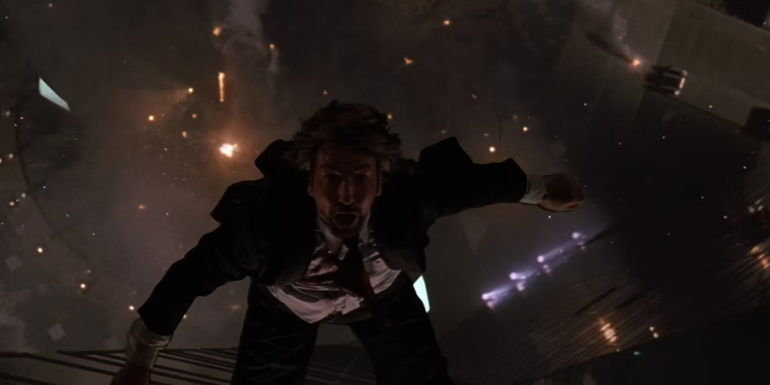 Hans Gruber falling to his death in Die Hard