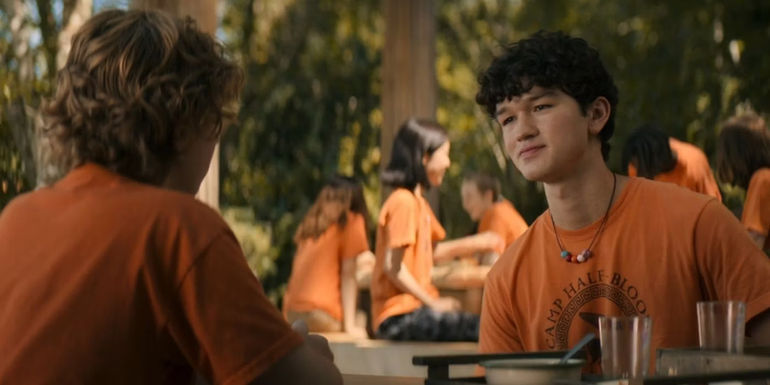 Luke (Charlie Bushnell) and Percy Jackson (Walker Scobell) in Disney's Percy Jackson season 1, episode 2.