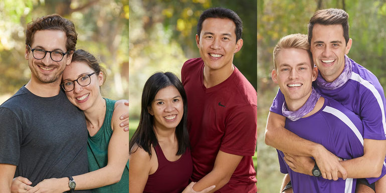 Leo & Alana, Hung & Chee, and Will & James from The Amazing Race 32 three side by side images