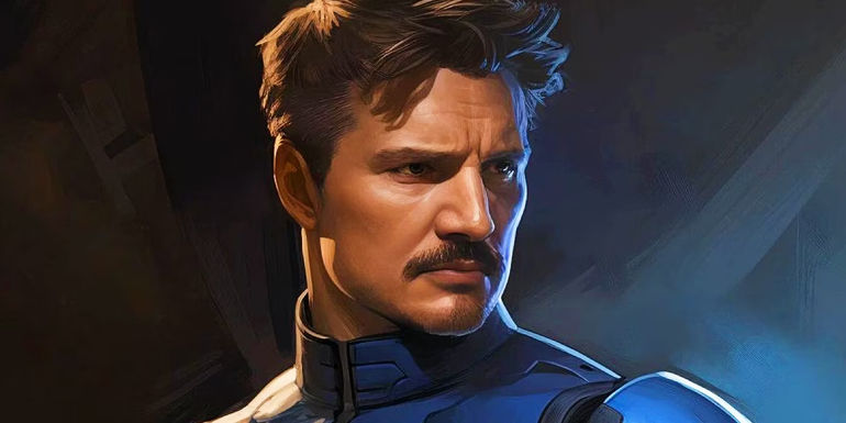 Fan art of Pedro Pascal as Reed Richards with a Fantastic Four armor.