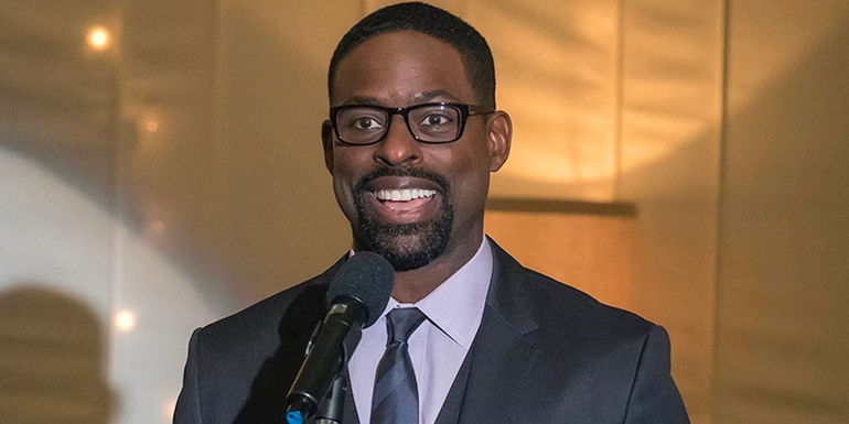 Sterling K. Brown talking into a microphone 