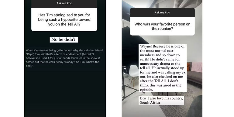 90 Day Fiance star Kirsten Shoemaker's Instagram Stories about Tim Malcolm