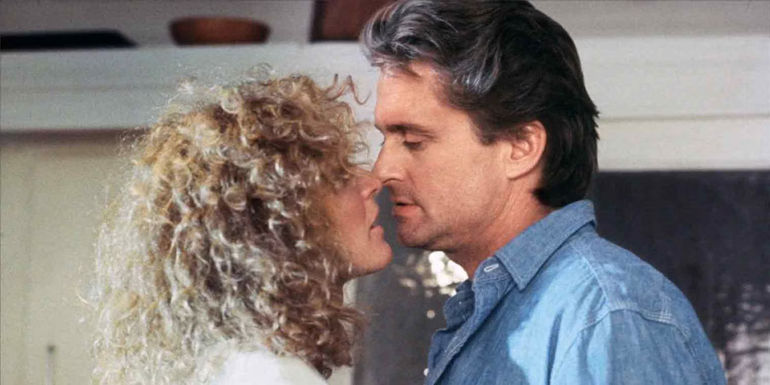 Dan (Michael Douglas) and Alex (Glenn Close) argue in Fatal attraction.