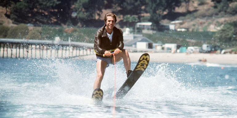 Henry Winkler as Fonzie in Happy days jumping the shark