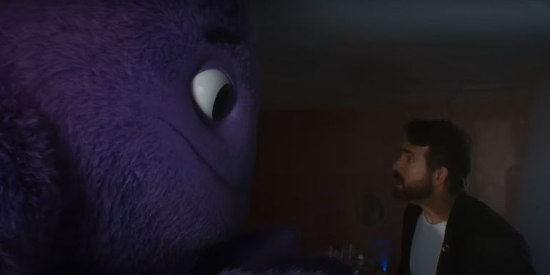 The Man Upstairs (Ryan Reynolds) talking to the purple monster imaginary friend in IF