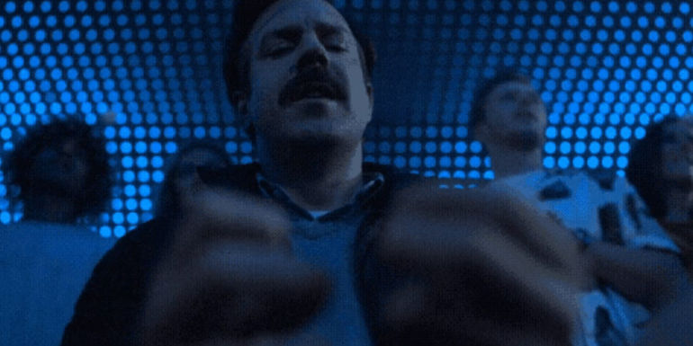 Jason Sudeikis as Ted gets his first panic attack in Ted Lasso