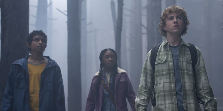 Aryan Simhadri, Leah Sava Jeffries, and Walker Scobell in Percy Jackson and the Olympians