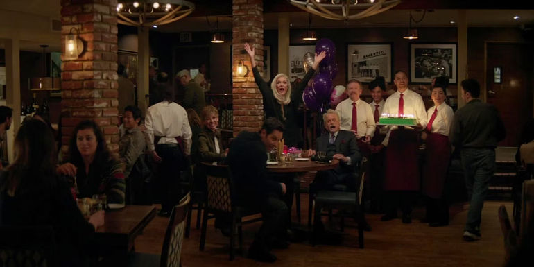 Janet, Hope, Hank, and Scott welcome Cassie for a birthday dinner at the end of Ant-Man 3