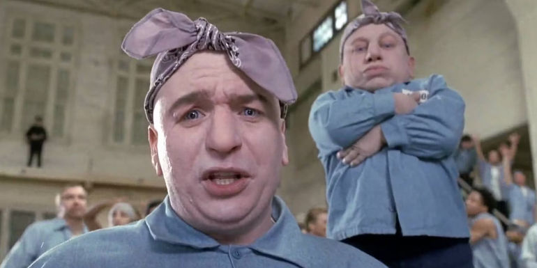 Dr Evil and Mini-Me in prison in Austin Powers in Goldmember