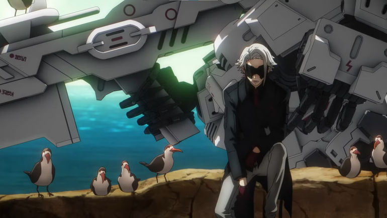 Screenshot of Synduality Noir trailer for 2nd cours, with Macht (AKA Kurokamen,