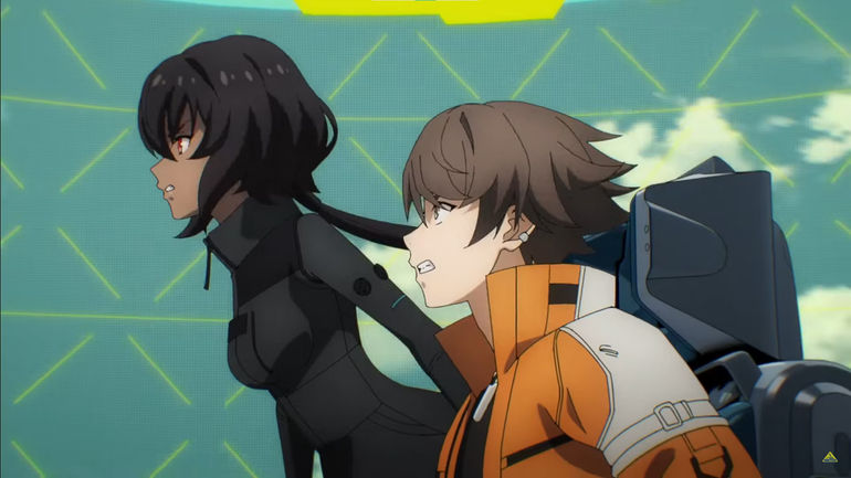 Screenshot from Synduality Noir trailer for 2nd cours, with Kanata and Mystere