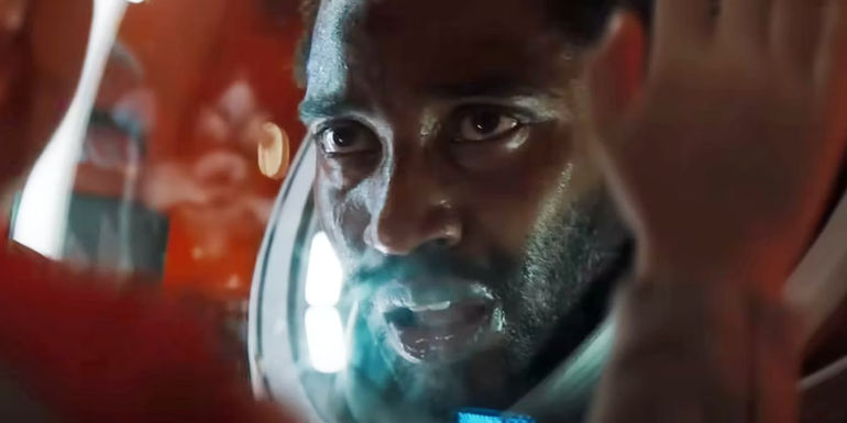 John David Washington as Joshua breathing heavily in The Creator.