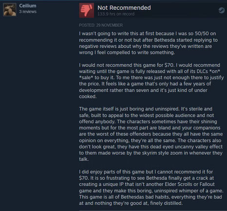 starfield mostly negative steam review 1