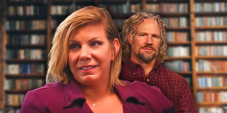 Sister Wives' Meri Brown looking off screen and Kody Brown looking straight ahead