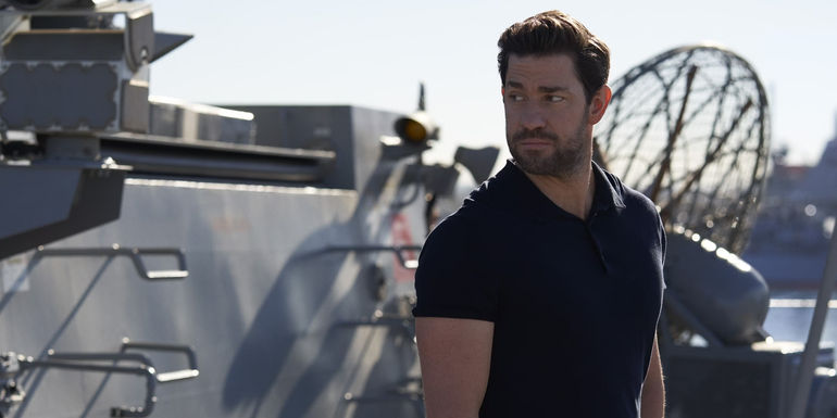 John Krasinski looking back in Jack Ryan