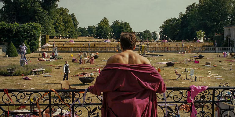 Barry Keoghan looks over the Saltburn estate