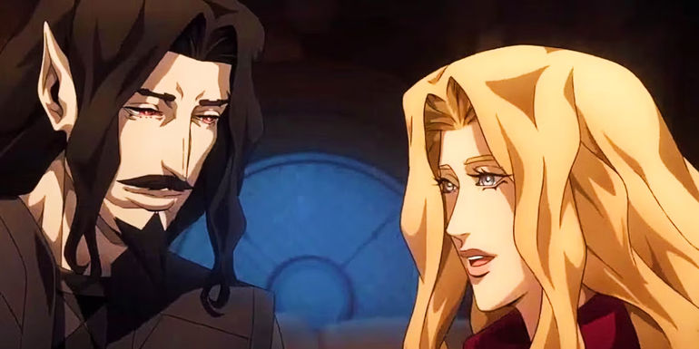 Dracula and Lisa together in Castlevania season 4's final scene