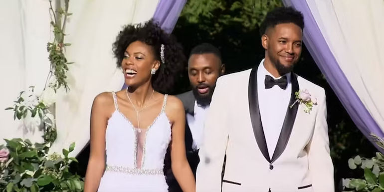 Iris and Keith from Married At First Sight wearing wedding attire