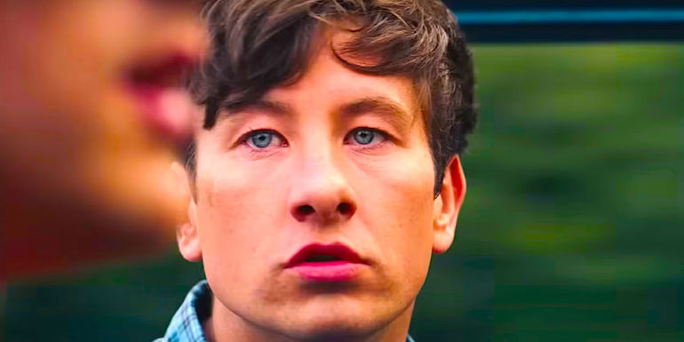 Barry Keoghan looking worried in Saltburn