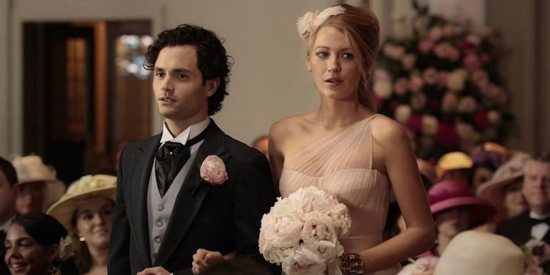 Dan and Serena at a wedding in Gossip Girl