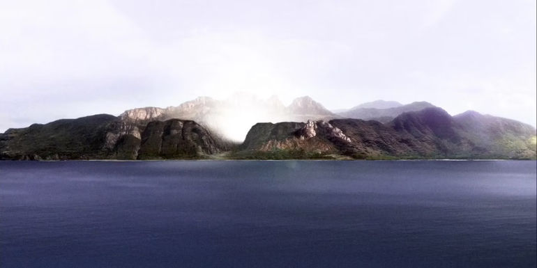 The Island looms in the distance from Lost 