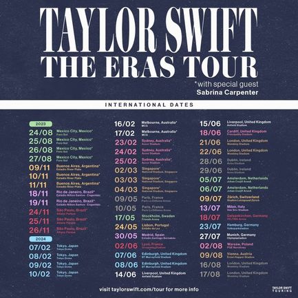 Taylor Swift Announces International Dates For The Eras Tour Fans   Fb Post Img TaylorSwift 50 0 