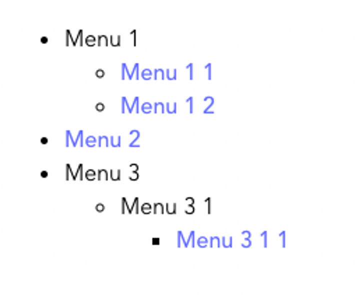 Nested menu tree