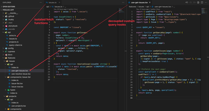 The final result with a separate API layer