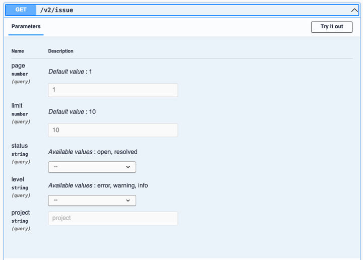 Endpoint parameters in OpenAPI docs