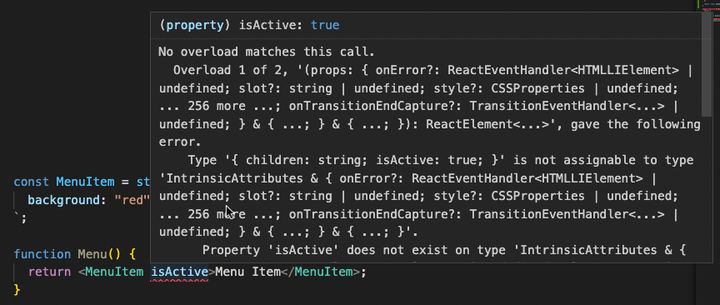 TypeScript error message: no overload matches this call