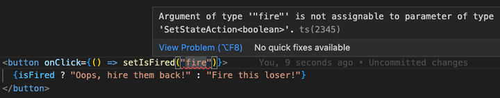 TypeScript warns when setting the wrong type as state