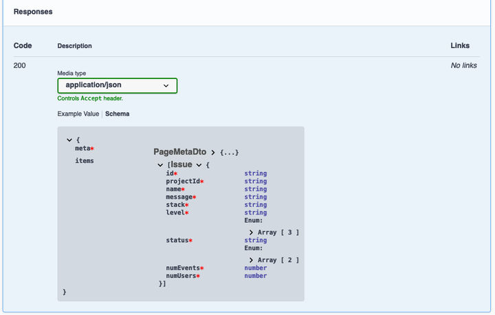 Endpoint schema in OpenAPI docs