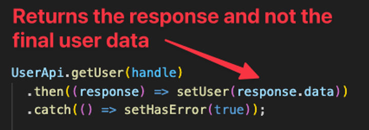 Screenshot of code that contains response.data inside component code