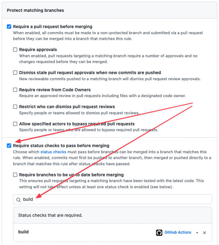require status checks in branch protection rules