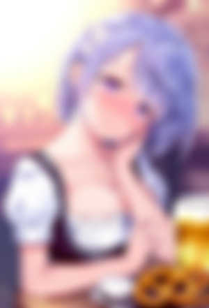 Anime,Anime girls,Oktoberfest,R_e_i_,Flower knight girl,Blue hair,Purple eyes,Smiling,Blushing,Cleavage,HD Wallpaper