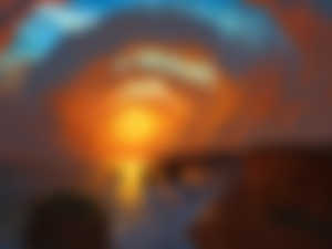 Landscape,Sunset,Rocks,Clouds,Artwork,Cliff,Birds,HD Wallpaper