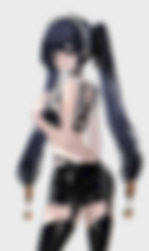 Genshin impact,Artwork,Mona (genshin impact),Anime,Anime girls,Maid bikini,Twintails,Black hair,Green eyes,Leather skirts,Long hair,White background,Maid,HD Wallpaper