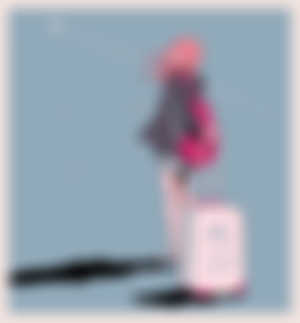 Anime girls,Traveler,Suitcase,Pink hair,Anime,Aircraft,Standing,HD Wallpaper