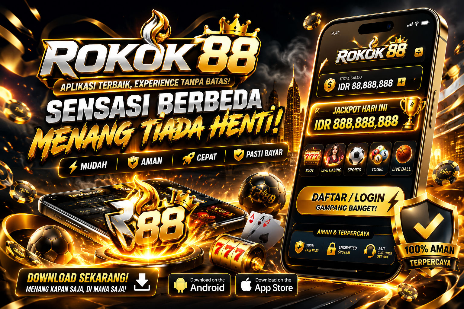 Tampilan aplikasi mobile rokok88